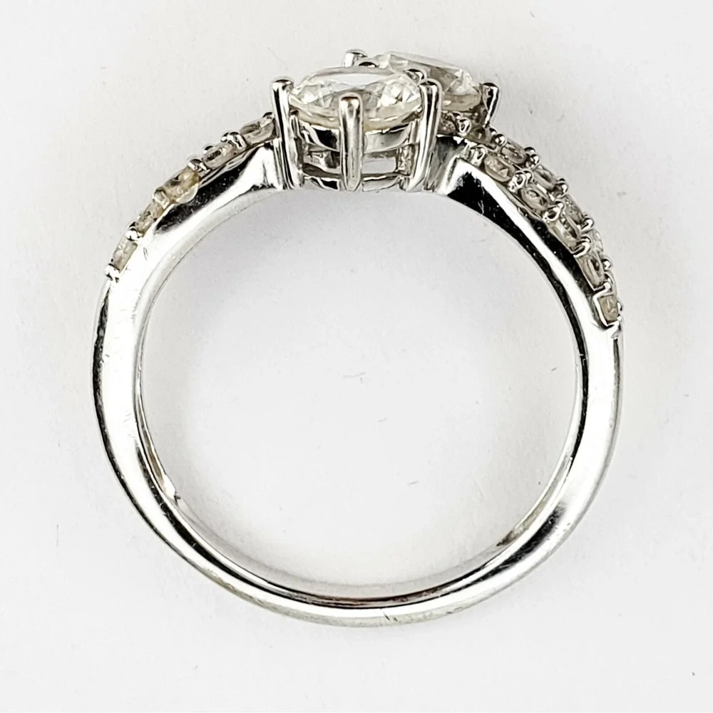 SUN Ring Sterling Silver 925 Size 7‎ Clear Sapphire Infinity Cross Bypass Stone